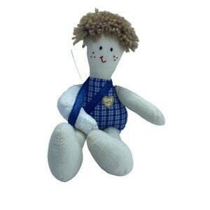Vtg BooBoo Kids Boo Boo Lou Boy Stuffed Doll Soft Plush Broken Arm Brown Hair 12